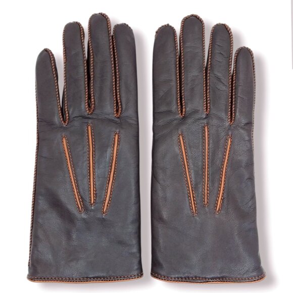 Lauren Ralph Lauren Brown Leather Driving Gloves Size Large Overlock Stitch - Picture 4 of 8